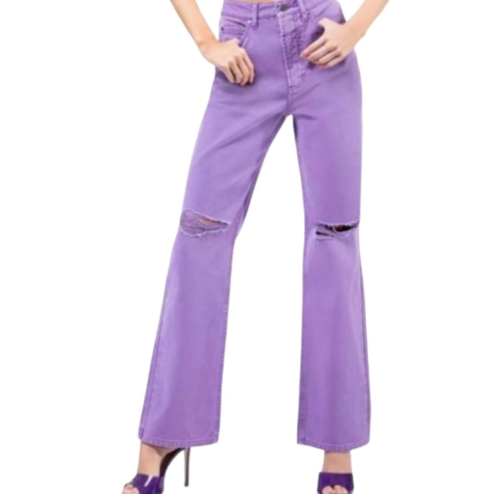 AFRM ODEN Purple Distressed Jeans - 26